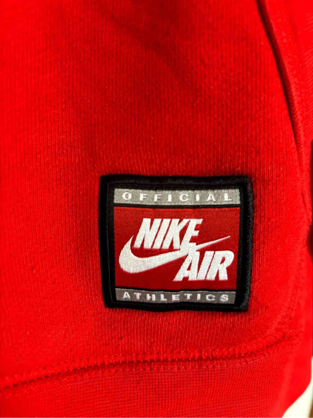 Nike Men’s Red Zip-Up Air Hoodie with Black Accents